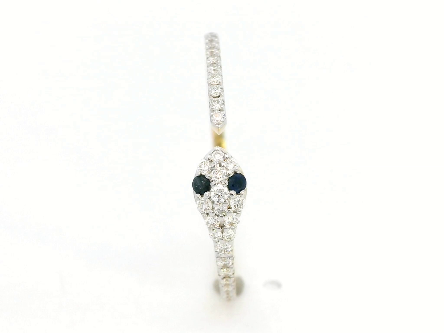 Exquisite 18K Gold Snake Design Diamond and Sapphire Ring