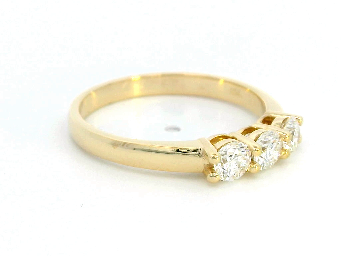 Elegant 18K Yellow Gold Trilogy Ring | 0.66 Carat Three-Stone Diamond Ring