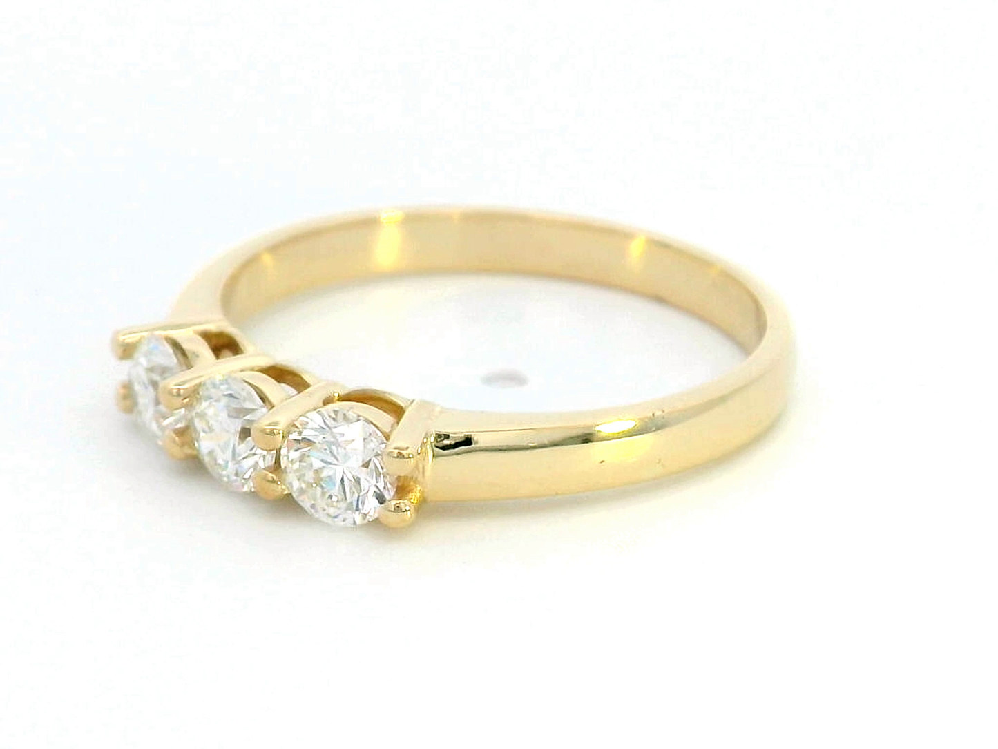 Elegant 18K Yellow Gold Trilogy Ring | 0.66 Carat Three-Stone Diamond Ring