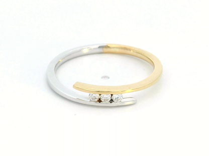 18K Two-Tone Gold Trilogy Diamond Ring - 0.09 Carat Minimalist Design