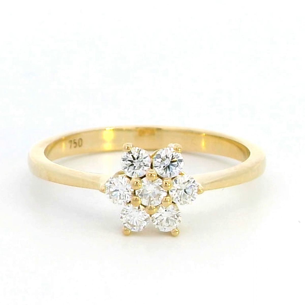 18K Yellow Gold Diamond Flower Cluster Ring | 0.40 Carat Round-Cut Diamond Cluster