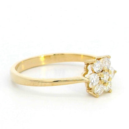 18K Yellow Gold Diamond Flower Cluster Ring | 0.40 Carat Round-Cut Diamond Cluster