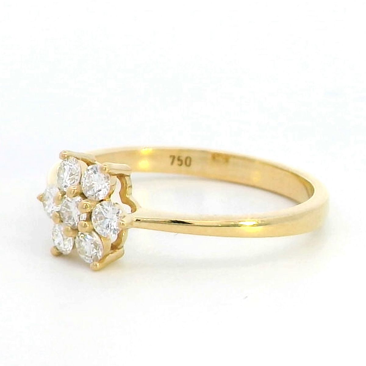 18K Yellow Gold Diamond Flower Cluster Ring | 0.40 Carat Round-Cut Diamond Cluster