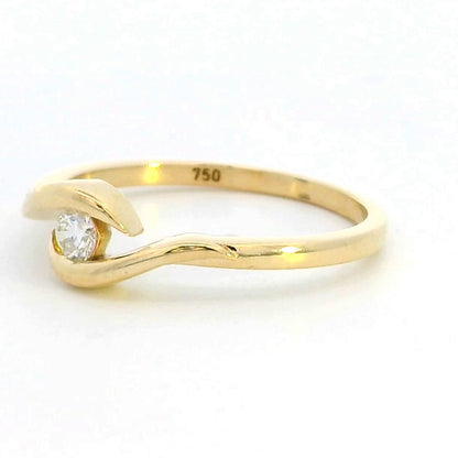 Modern 18k Gold Solitaire Diamond Engagement Ring with Tension Setting