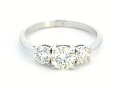 1.31 Carat Trilogy Diamond Ring in 18K White Gold | 0.70 Carat Center Stone