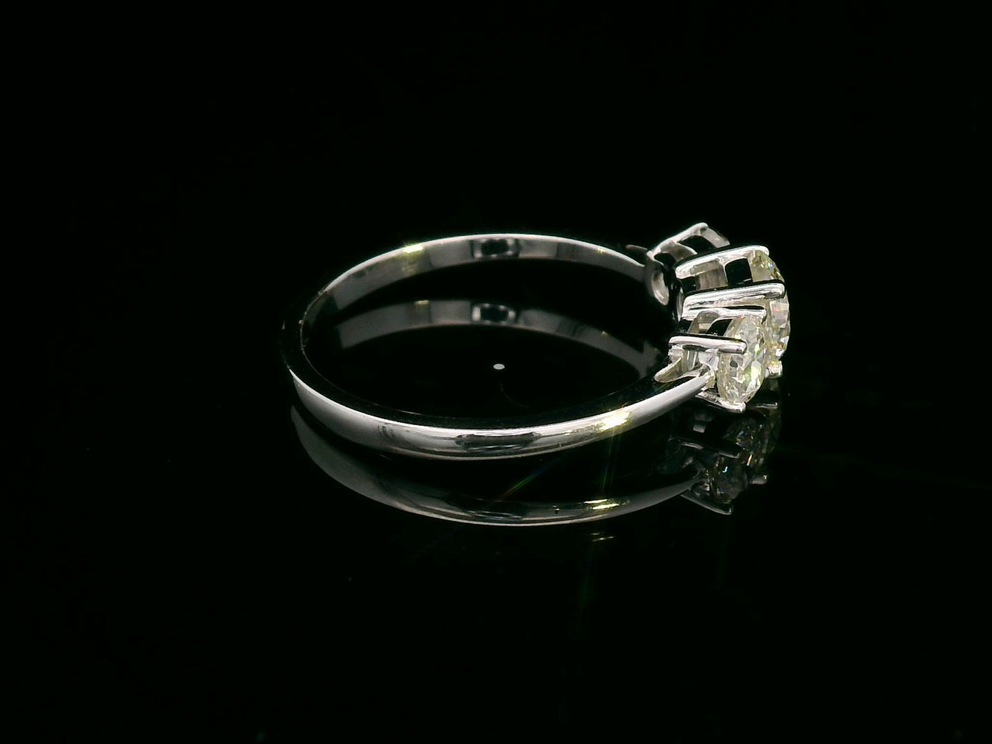 1.31 Carat Trilogy Diamond Ring in 18K White Gold | 0.70 Carat Center Stone