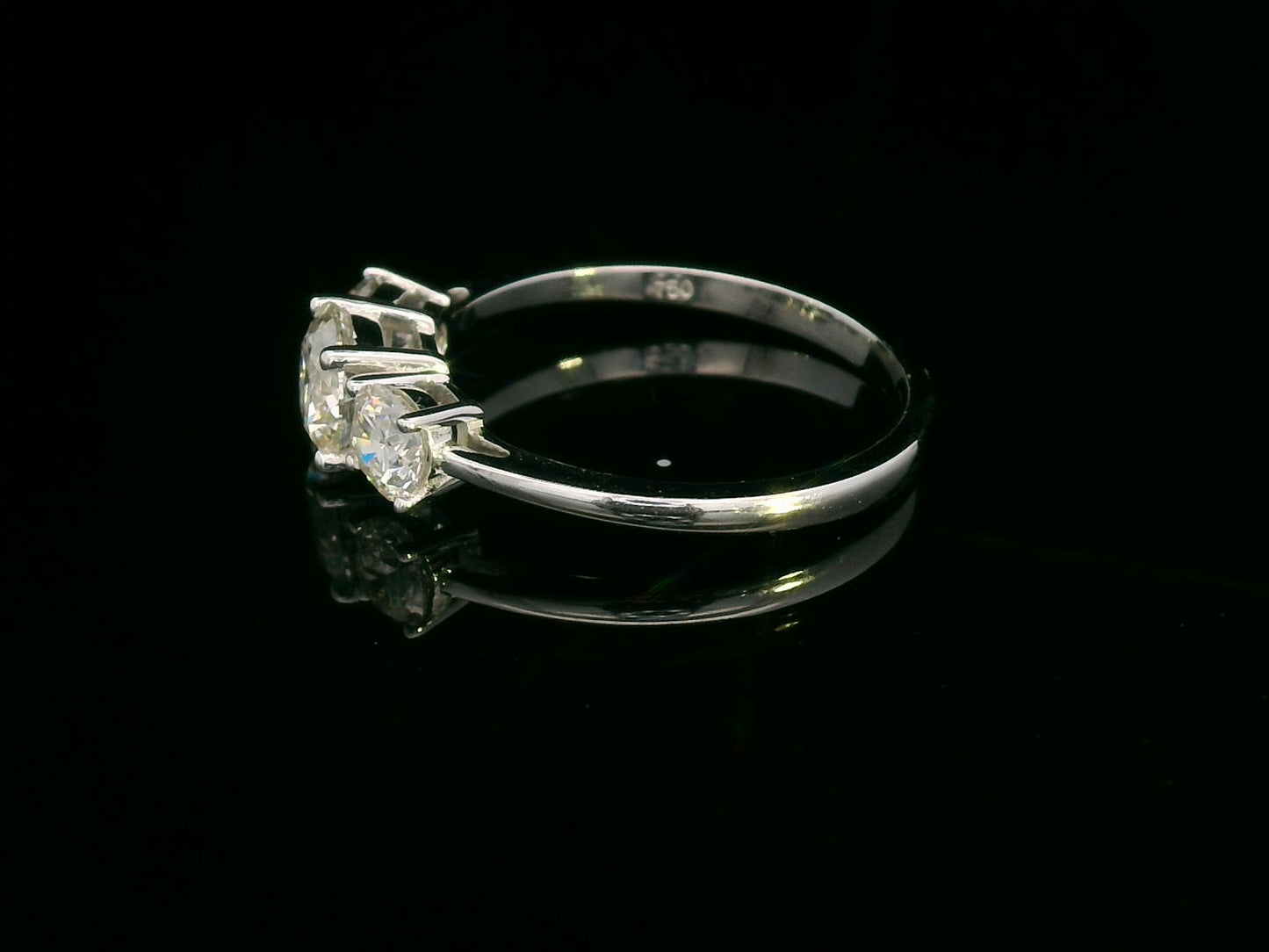 1.31 Carat Trilogy Diamond Ring in 18K White Gold | 0.70 Carat Center Stone