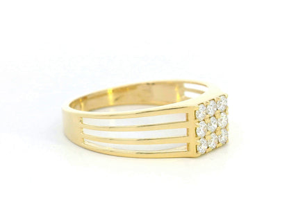 Men's 18K gold ring with diamond cluster and split band design, 0.38 carat total diamonds.