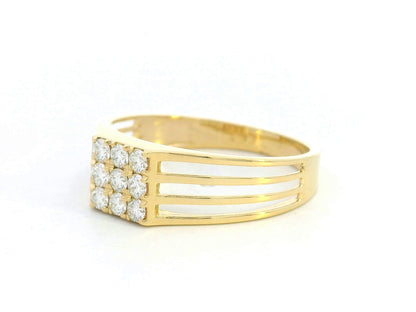 Men's 18K gold ring with diamond cluster and split band design, 0.38 carat total diamonds.
