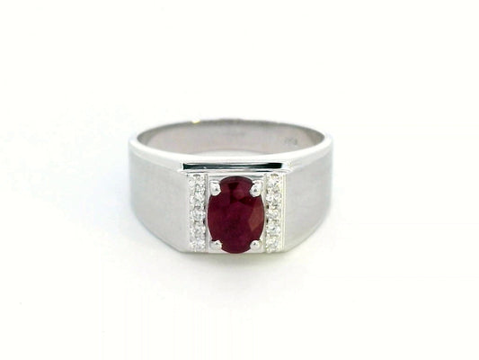 Men’s ruby ring with 1.15-carat ruby in 18K white gold"