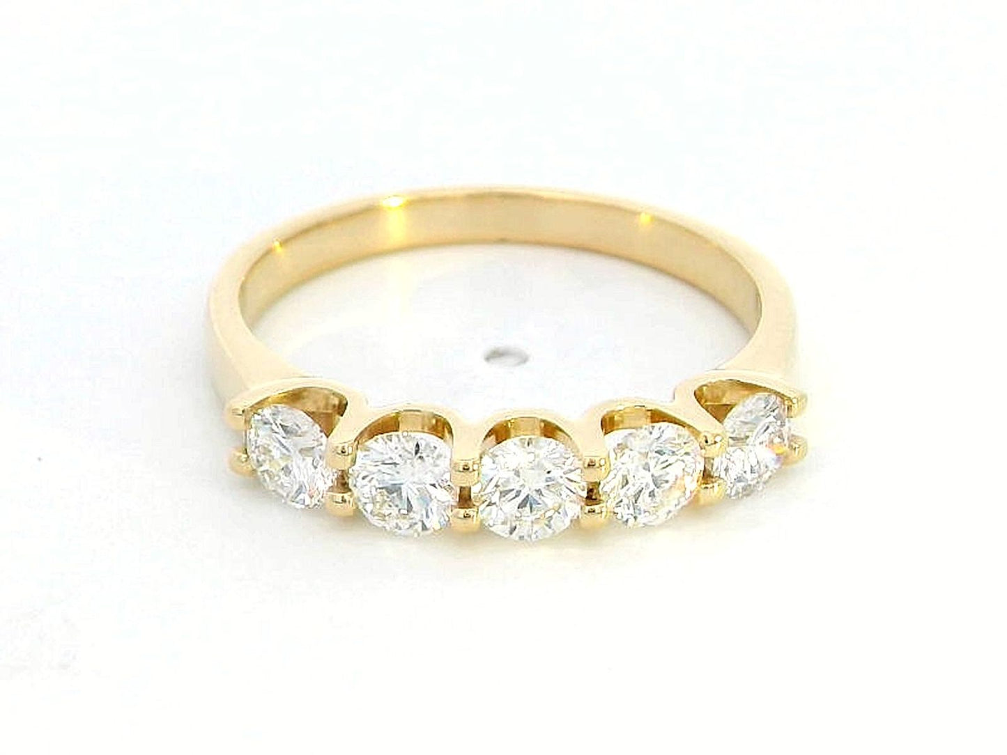 18K Yellow Gold Half Eternity Ring with 0.92 Carats of Round Brilliant Diamonds