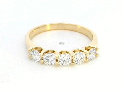 18K Yellow Gold Half Eternity Ring with 0.92 Carats of Round Brilliant Diamonds