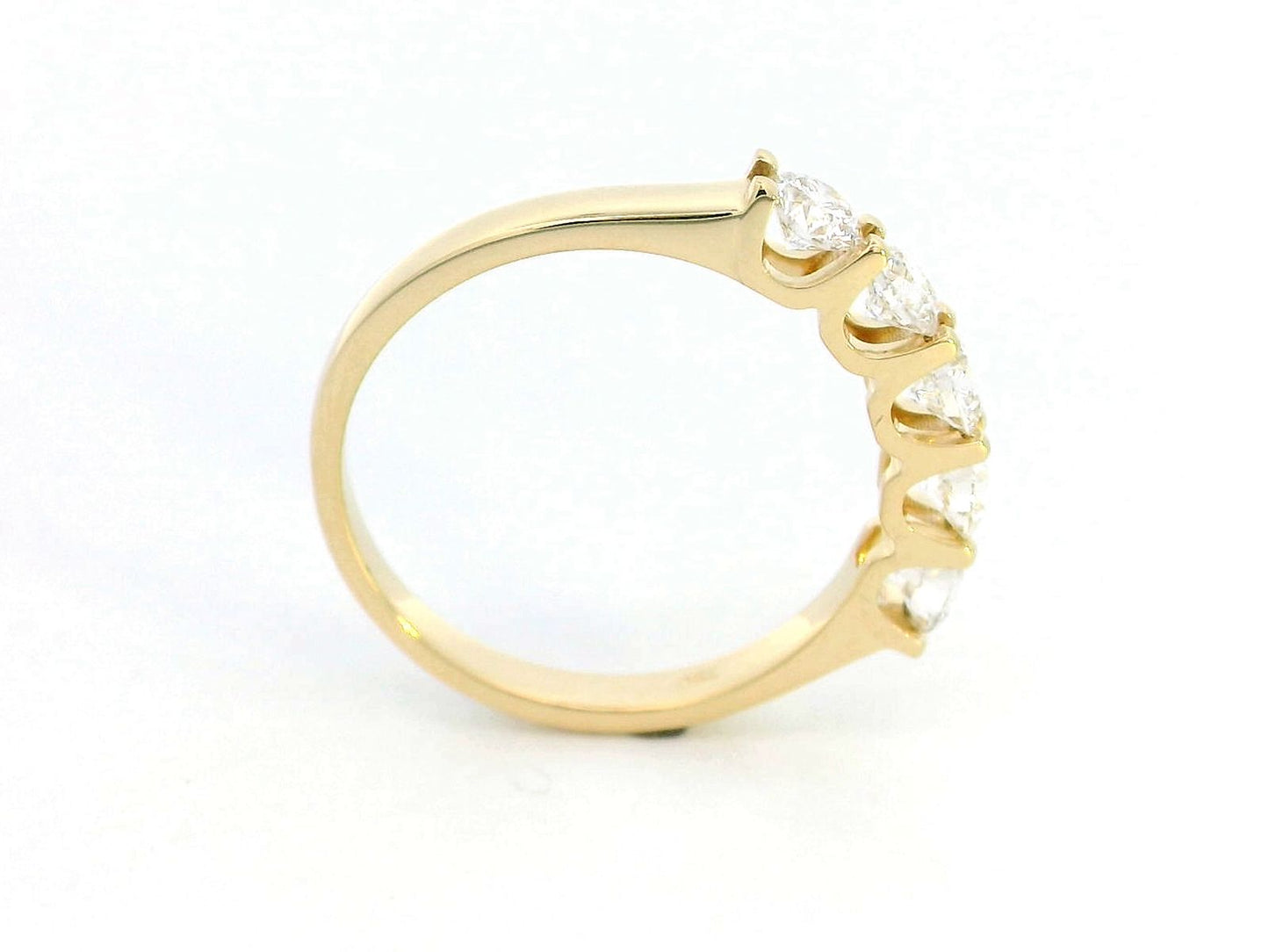 18K Yellow Gold Half Eternity Ring with 0.92 Carats of Round Brilliant Diamonds