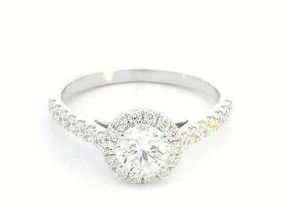 18K Gold Diamond Halo Engagement Ring – 0.53ct VVS1 G Center Diamond