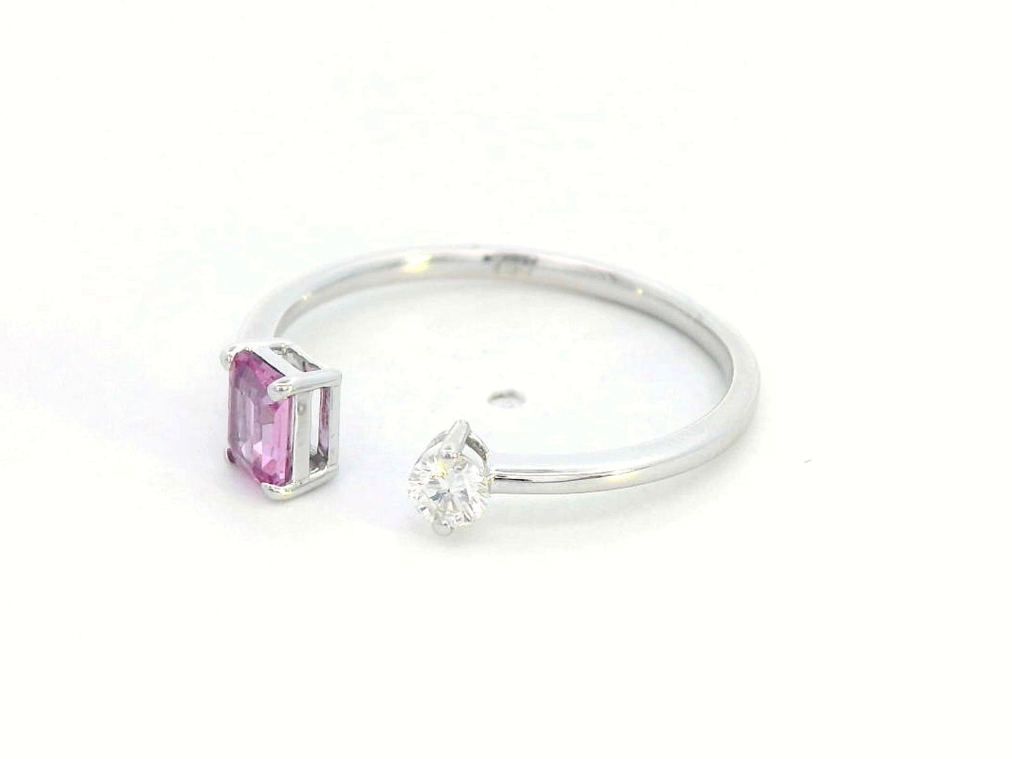 18K White Gold Toi et Moi Ring with 0.44ct Pink Sapphire & 0.11ct Diamond