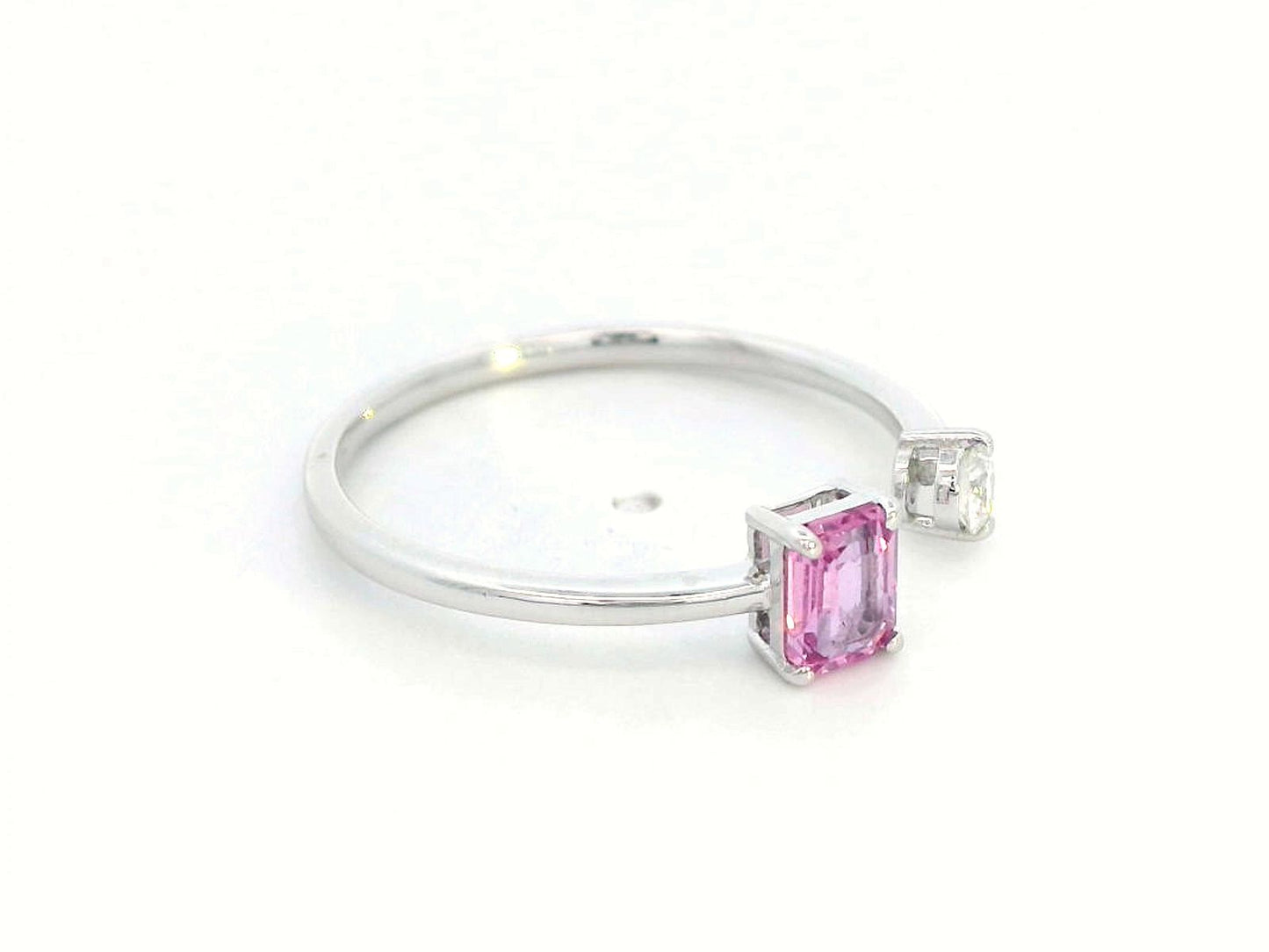 18K White Gold Toi et Moi Ring with 0.44ct Pink Sapphire & 0.11ct Diamond