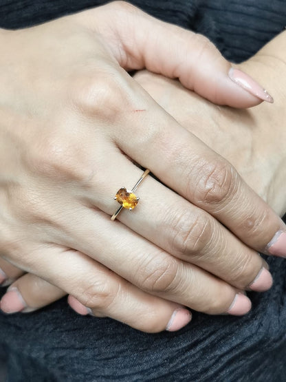 18K Gold Citrine  Ring | 0.72 Carat Oval Citrine | November Birthstone Jewelry