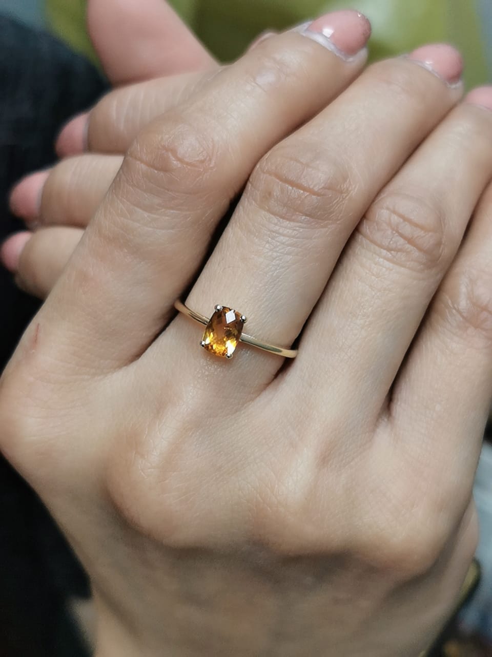 18K Gold Citrine  Ring | 0.72 Carat Oval Citrine | November Birthstone Jewelry