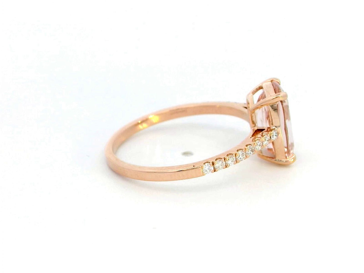 18K Rose Gold Morganite and Diamond Ring | 1.94ct Elongated Cushion Cut Morganite