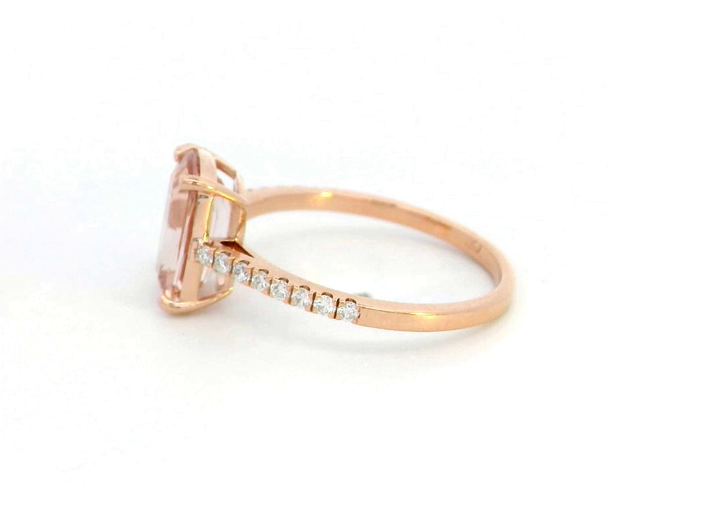 18K Rose Gold Morganite and Diamond Ring | 1.94ct Elongated Cushion Cut Morganite