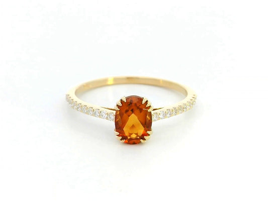 18K Yellow Gold Citrine and Diamond Ring – November Birthstone Jewelry