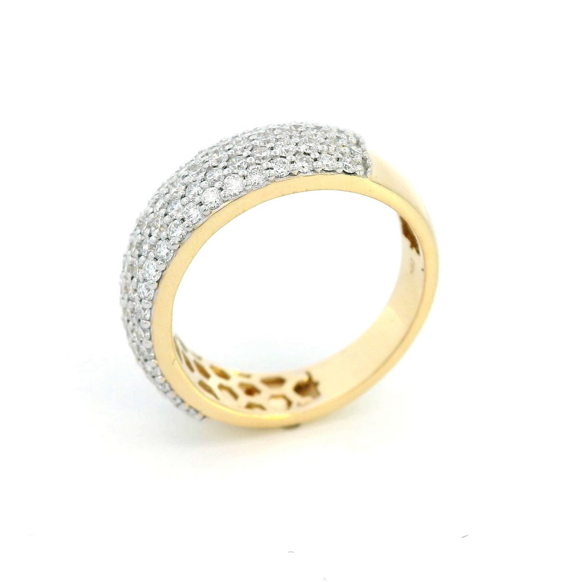 18K Yellow Gold Wide Band Pavé Diamond Ring – 1.27 Carats of Luxury Brilliance