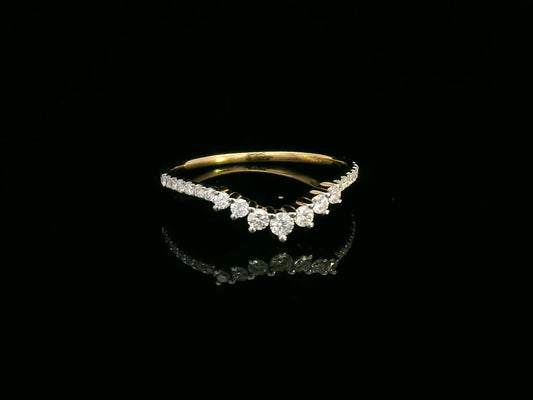 Diamond V-Shaped Ring In 18k Yellow Gold l Wishbone Ring