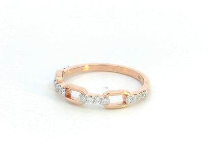 18K Rose Gold Chain Link Diamond Ring with 0.39 Carats of Round Brilliant Diamonds, Luxury Jewelry