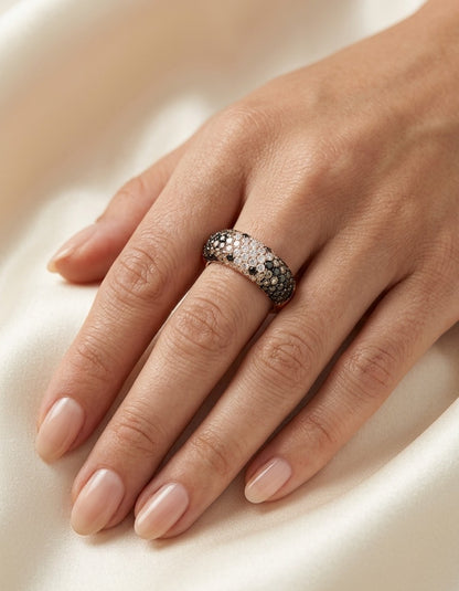 Multicolour Diamond Statement Ring in 18K Rose Gold