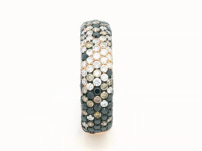 18K gold ring with black, champagne, and white diamonds in pave setting – 1.20 carats total.