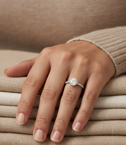 Round Diamond Engagement Ring in 18K White Gold — 0.51 ct D-SI1 GIA-Certified