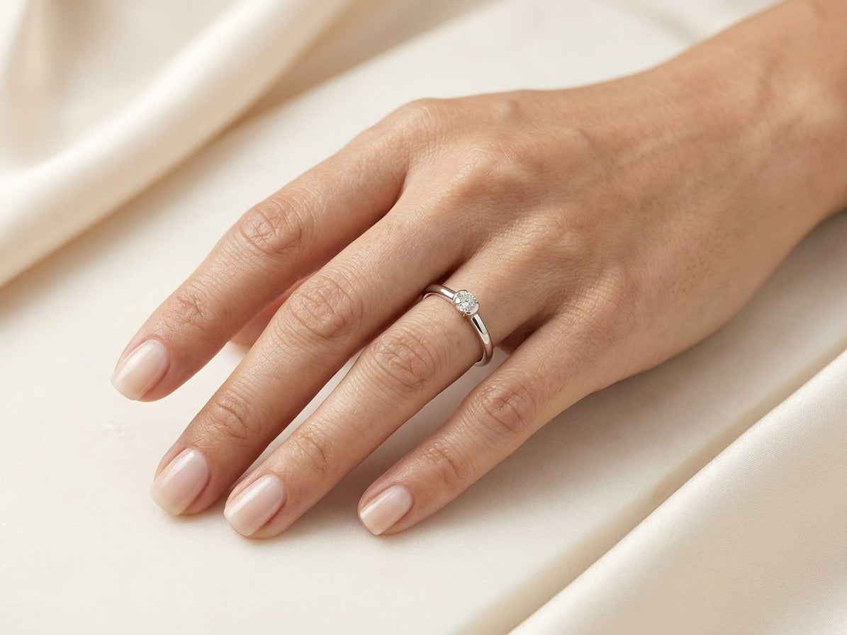 Round Diamond Solitaire Ring in 18K White Gold