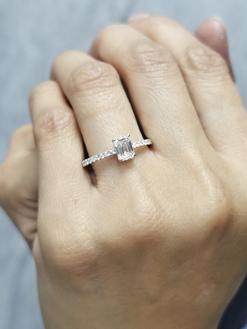 18K Gold Emerald-Cut Diamond Engagement Ring – 1.20 CT Center | Luxury Bridal Jewelry