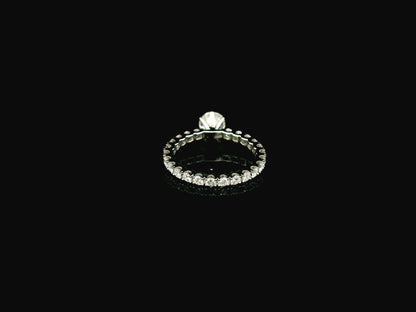 1 carat diamond engagement ring in 18K white gold with full diamond band IGI certified Emirates Diamonds