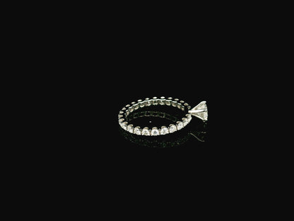 1 carat diamond engagement ring in 18K white gold with full diamond band IGI certified Emirates Diamonds