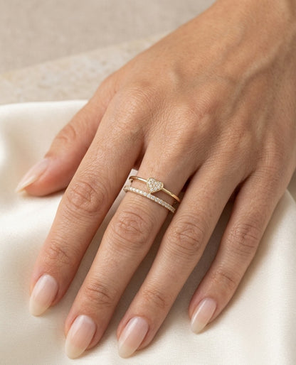 Heart Diamond Ring in 18K Yellow Gold
