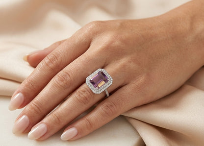Ametrine and Diamond Statement Ring in 18K White Gold