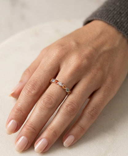 Multicolor Sapphire and Diamond Ring in 18K Rose Gold