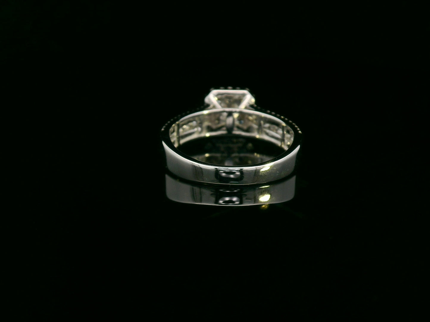 18K White Gold Diamond Cluster Engagement Ring with Triple-Row Band, 0.58 CTW