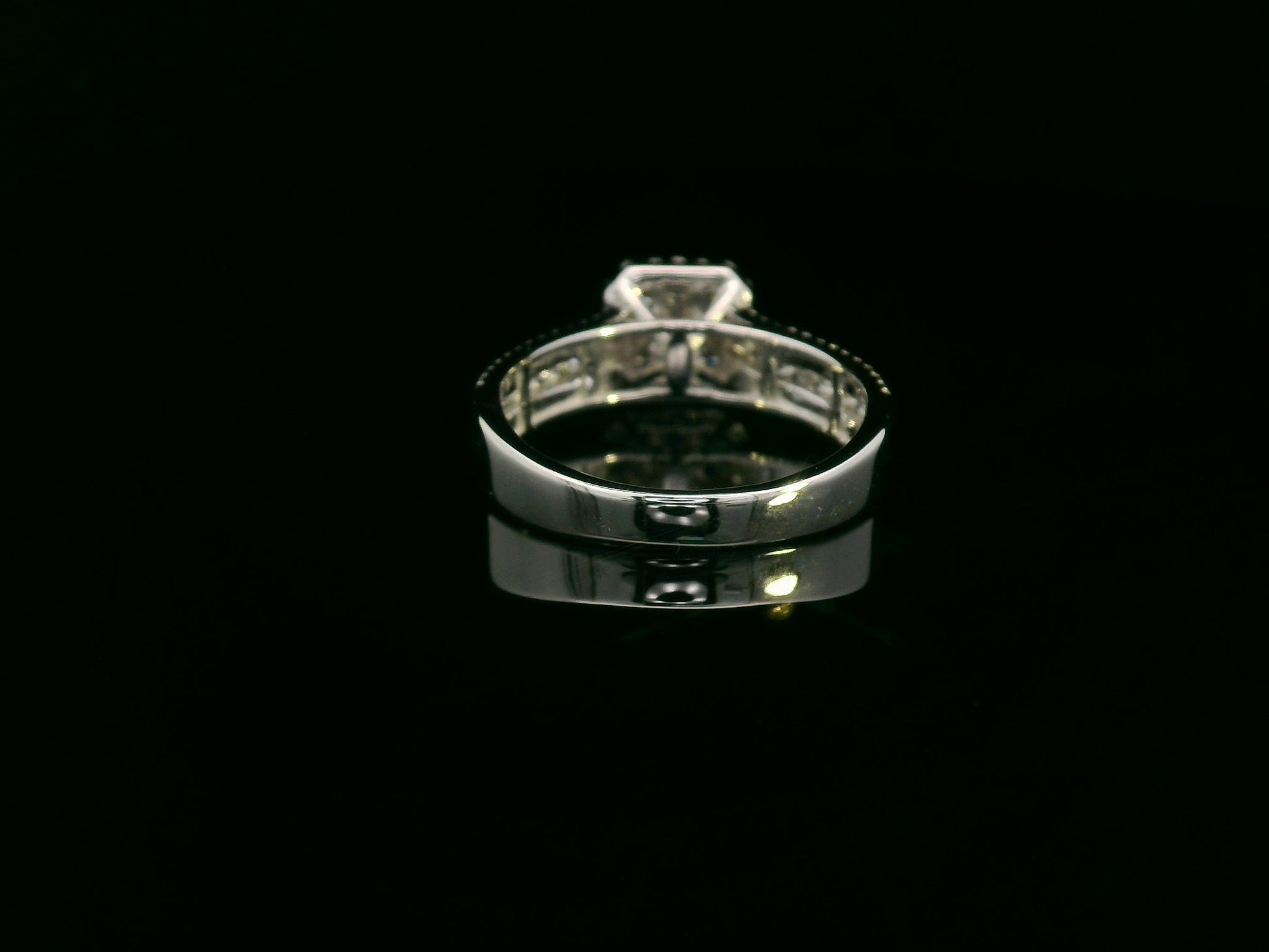 18K White Gold Diamond Cluster Engagement Ring with Triple-Row Band, 0.58 CTW