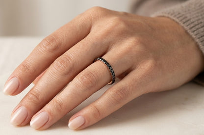 Black Diamond Band Ring in 18K Rose Gold