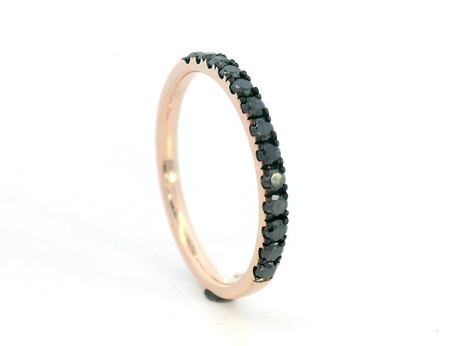 18K rose gold half eternity ring with round black diamonds – 0.41 carat total