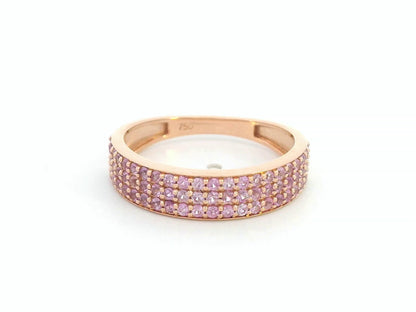 18K rose gold pink sapphire pave band ring with 0.81ct natural sapphires 