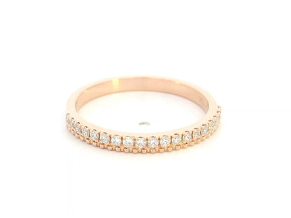 18K rose gold half eternity ring with pavé-set diamonds