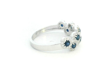 Elegant scalloped ring with sapphires and diamonds