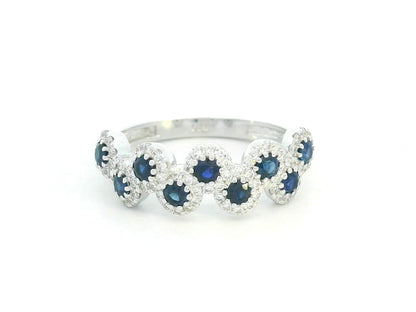 Elegant scalloped ring with sapphires and diamonds
