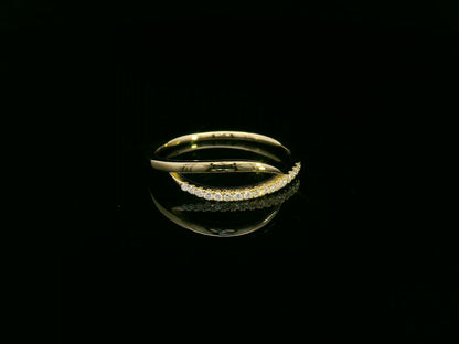 18K yellow gold crossover ring with 0.09ct natural diamonds