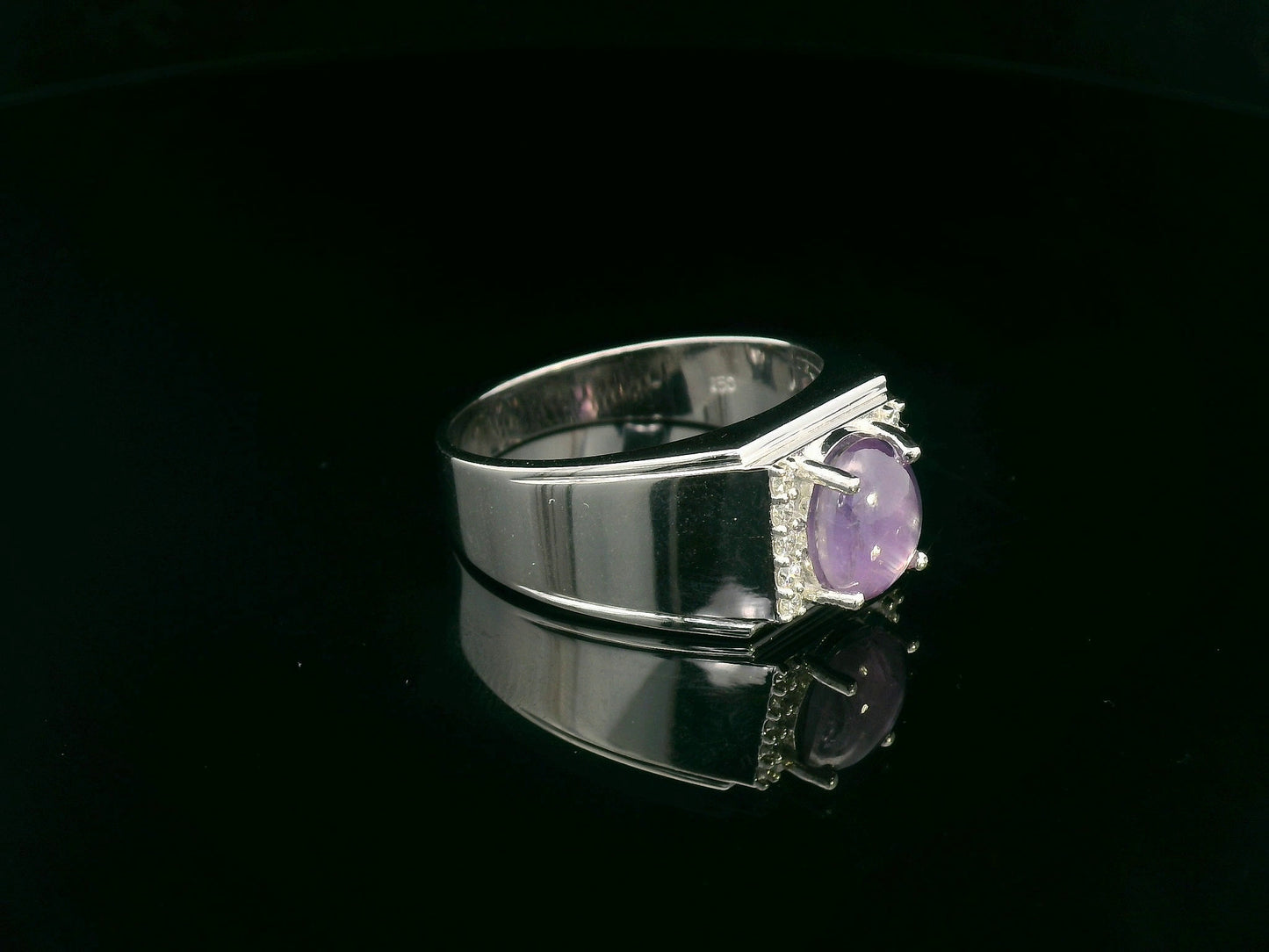 Men's 18k White Gold Pink Sapphire Ring with Diamonds – 2.51 ct Pink Sapphire