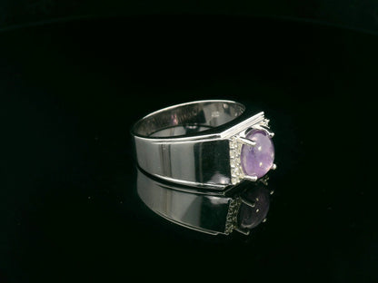 Men's 18k White Gold Pink Sapphire Ring with Diamonds – 2.51 ct Pink Sapphire