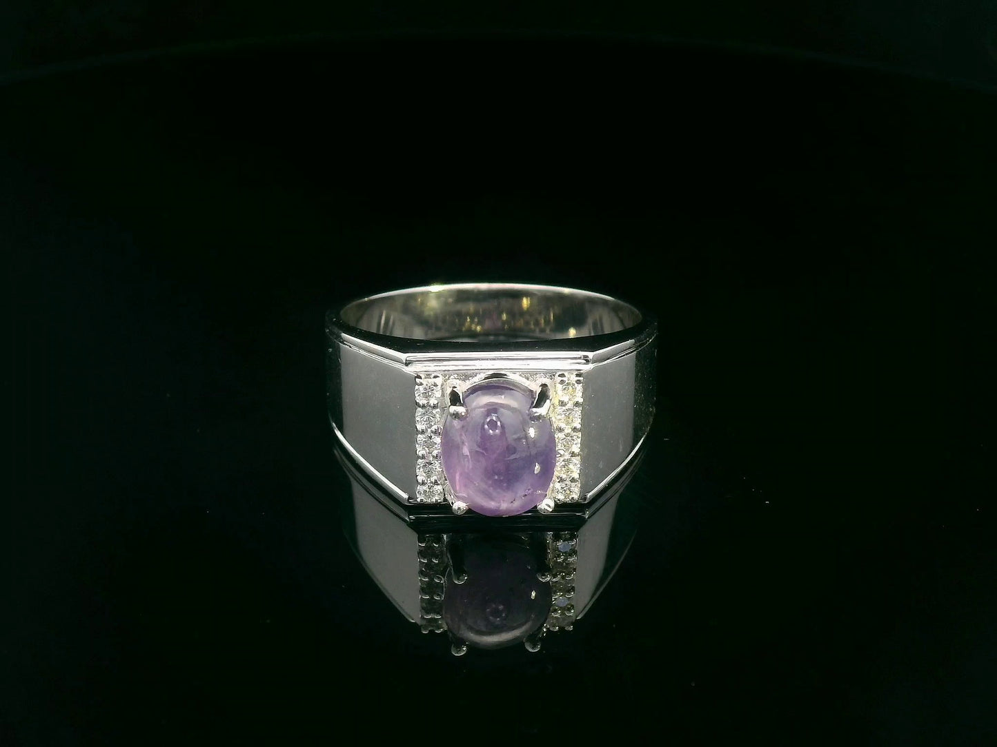 Men's 18k White Gold Pink Sapphire Ring with Diamonds – 2.51 ct Pink Sapphire